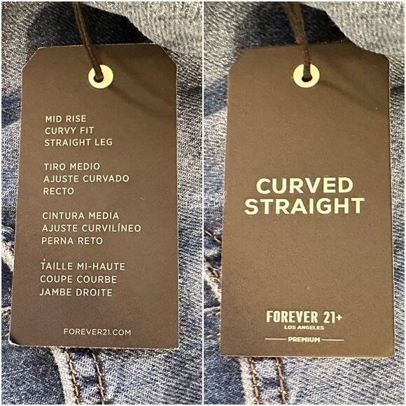 Forever 21 NWT Mid Rise Curvy Fit Straight Leg Jeans Size 18 - Picture 6 of 8